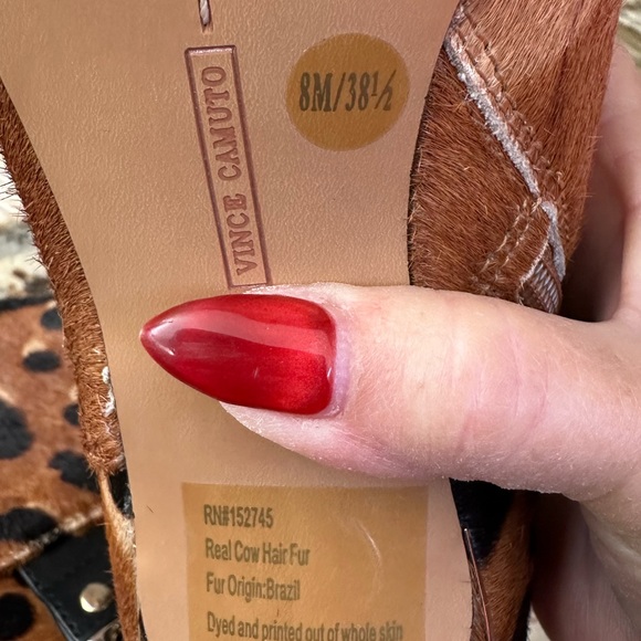 Vince Camuto sz 8 leopard print calfskin leather high heel ankle bootie zip NWOT - Picture 9 of 9